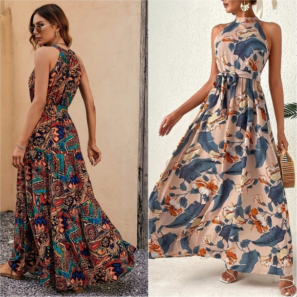 Garden Kiss Halter Maxi Dress - Desert Blue - Picture 9 of 9